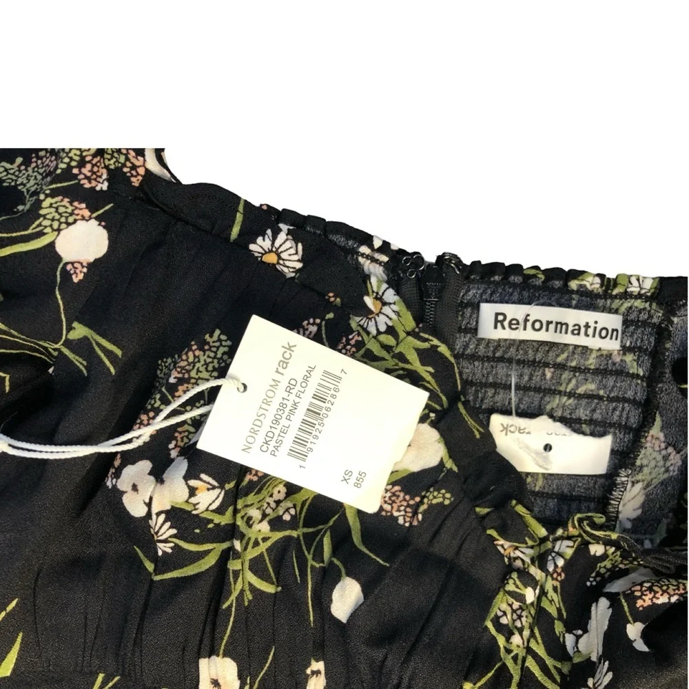Reformation Fairway Floral Dress | Quarter sleeve | Black & Green NWT | Size 12 - Picture 5 of 9